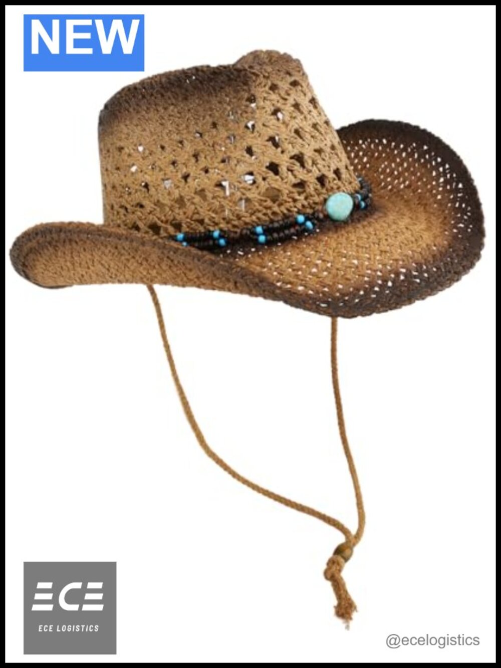 Straw Cowboy Hat Western Cattleman Style Wide Brim Sun Protection